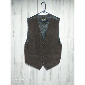 Scully Men’s Western 4 Snap Front Vest Brown Suede Leather Size XL